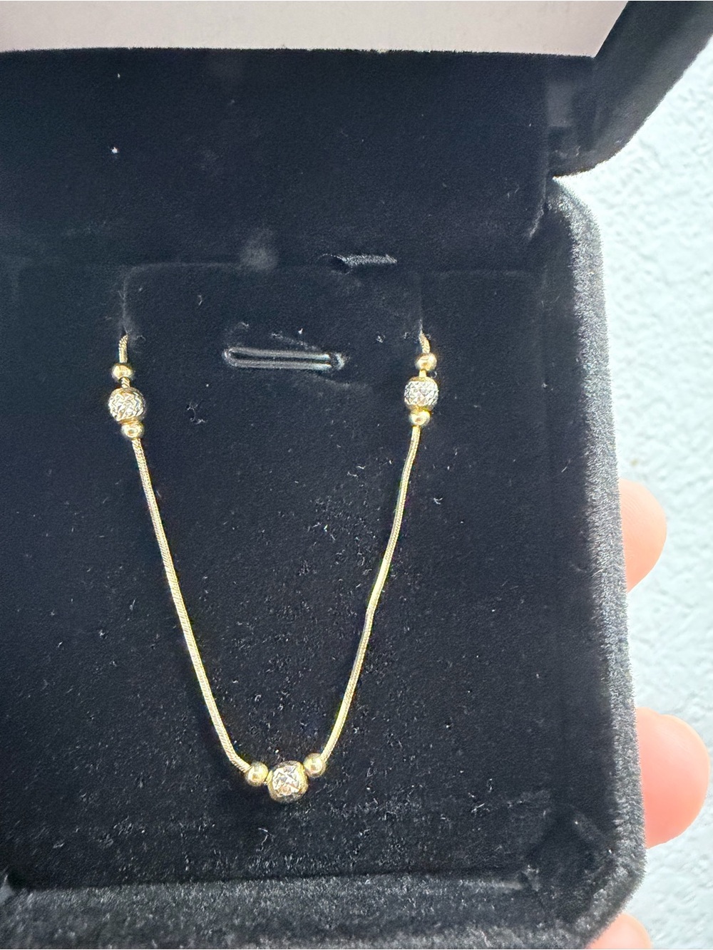 14k Solid Gold Beaded Station Necklace - Women Jewelry